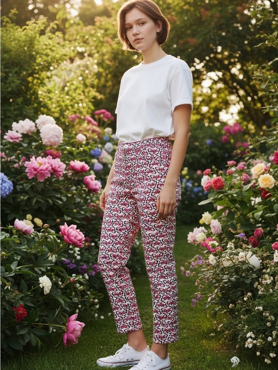 Talbots Pants - Vintage Talbots Pink Butterfly Pattern Capri Pants Size 8 Whimsical Cottagecore
